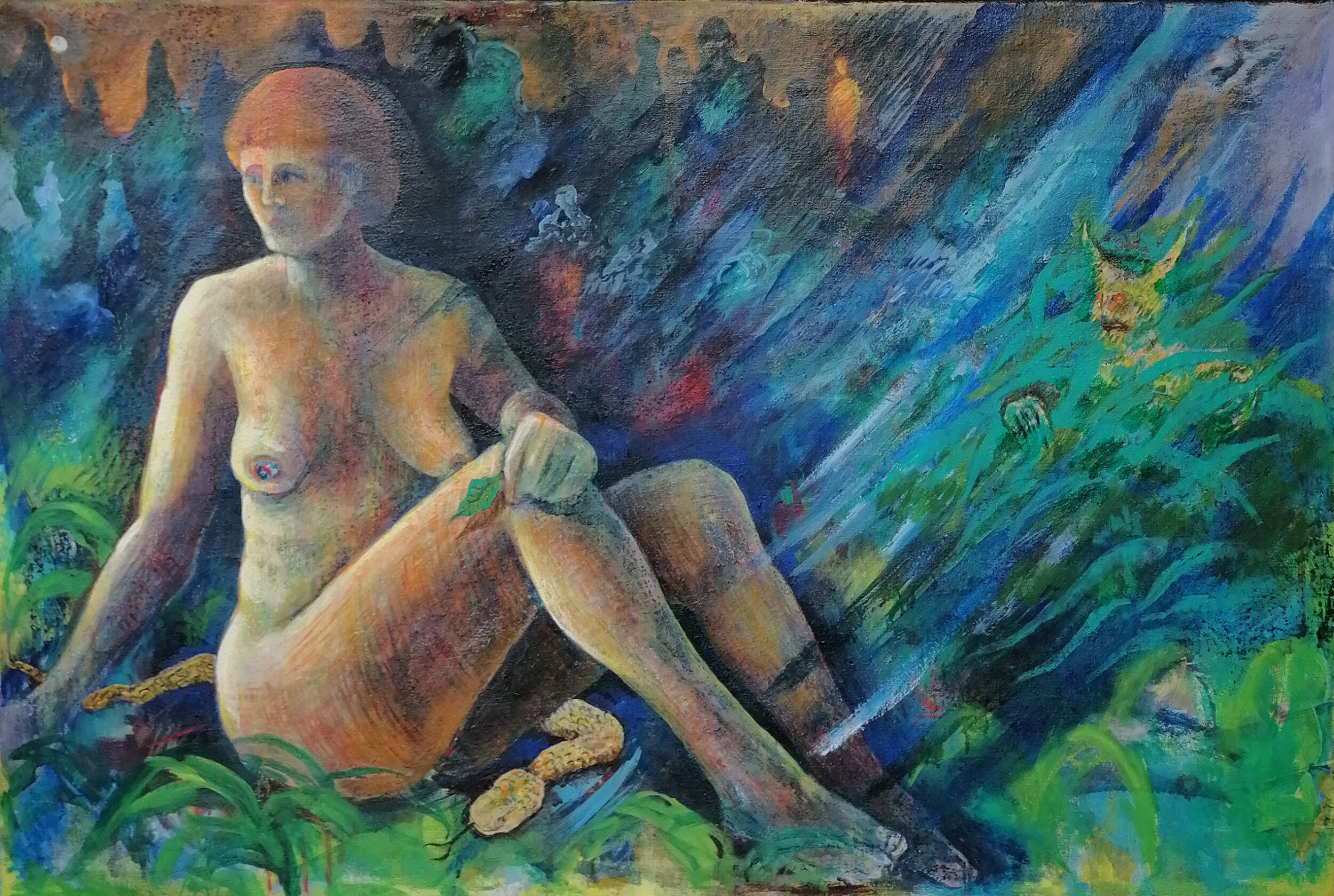 Café Paradis før lukketid (1997). 130cm x 100cm.