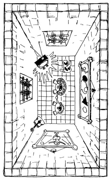 Illustration til Forsvar for fornuften – Om oplevelse og virkelighed (1987). Forlaget KT. Afsnittet Pædagogik, individ, klasse og samfund.