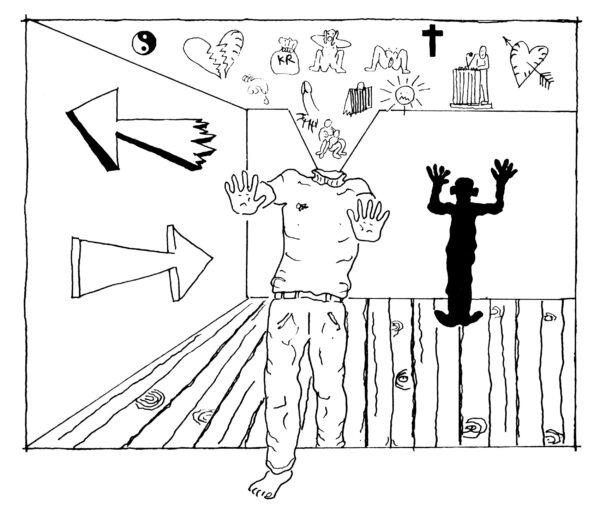 Illustration til Forsvar for fornuften – Om oplevelse og virkelighed (1987). Forlaget KT. Afsnittet Psykologi, personlighed og virkelighed.