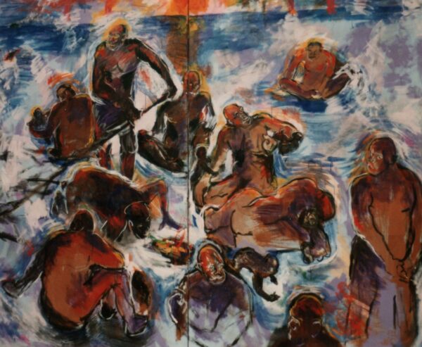 Opbrud (1987). 120cm x 240cm.